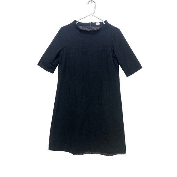 SOLD Vintage J.Crew Wool Sheath Dress Women 6 Black A-Line Lined High Neck - Picture 1 of 16